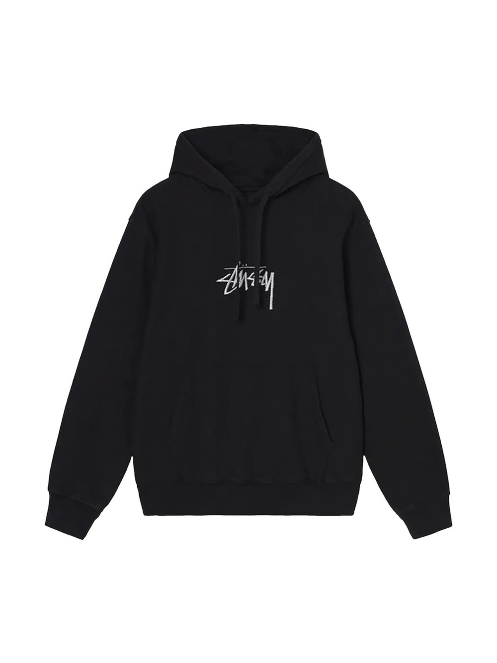 STUSSY Black Graphic Logo Hoodie - Men's Pullover